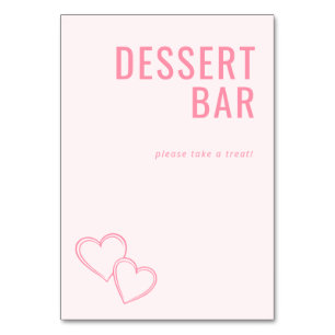 Vrolijk Roze Minimalistisch Bord Voor Dessertbar Kaart