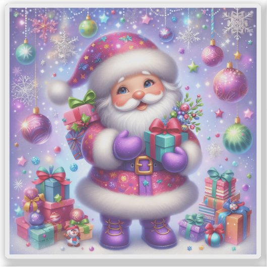 Vrolijk Santa Kerst sticker (Voorkant)