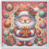 Vrolijk Santa Kerst sticker (Voorkant)