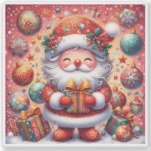 Vrolijk Santa Kerst sticker (Voorkant)