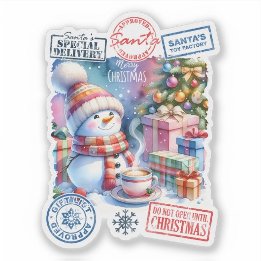 Vrolijk Santa Kerst sticker (Voorkant)