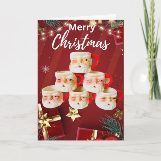  Vrolijk Santa Mokken Kerstmis Kaart (Voorkant)