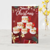  Vrolijk Santa Mokken Kerstmis Kaart (Gele Bloem)