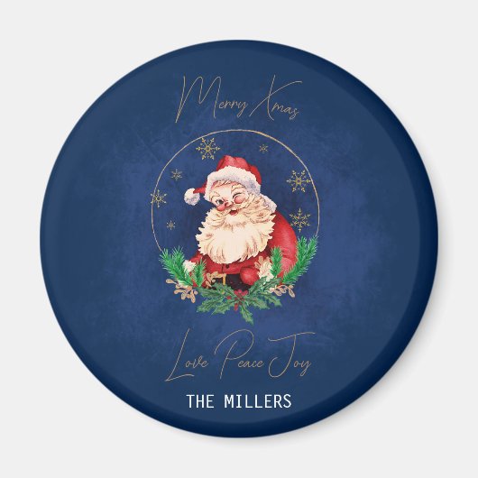 Vrolijk Santa Rood Groen Blauw Modern Vrolijk Kers Magneet (Voorkant)