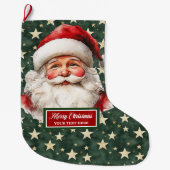 Vrolijk  Santa Stocking gepersonaliseerde Xmas Grote Kerstsok (Voorkant)