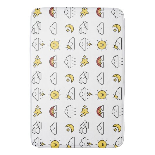 Vrolijk Schattige weericoon patroon Badmat (Voorkant Verticaal)