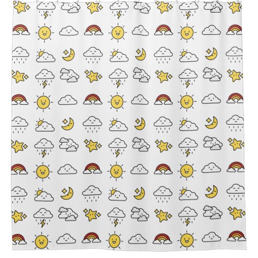 Vrolijk Schattige weericoon patroon Douchegordijn (Voorkant)