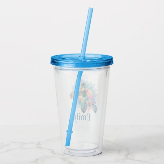 Vrolijk schildpad ontwerp acryl drinkbeker (Achterkant)