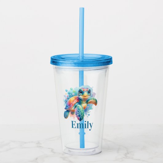 Vrolijk schildpad ontwerp acryl drinkbeker (Voorkant)