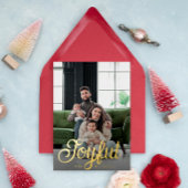 Vrolijk Schrift in Goud Folie Feestdagenkaart