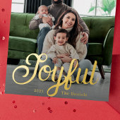 Vrolijk Schrift in Goud Folie Feestdagenkaart