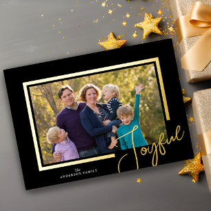 Vrolijk Schrift Modern Minimaal Foto Kerstmis Folie Feestdagenkaart
