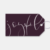 Vrolijk script elegante moderne pruim kerst cadeaulabel (Voorkant (Horizontaal))