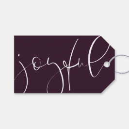 Vrolijk script elegante moderne pruim kerst cadeaulabel