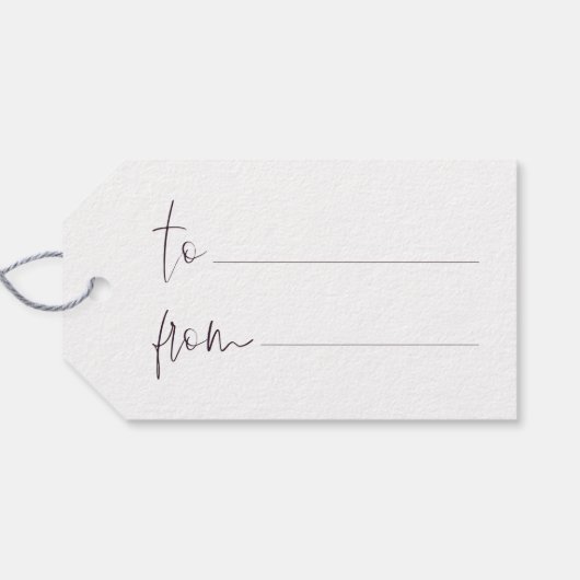 Vrolijk script elegante moderne pruim kerst cadeaulabel (Achterkant Horizontaal)