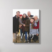 Vrolijk Script Familie Foto Kerst Keepsake Canvas Afdruk (Voorkant)