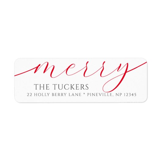 VROLIJK Script Feestelijk Kerst Retouradres Etiket (Voorkant)