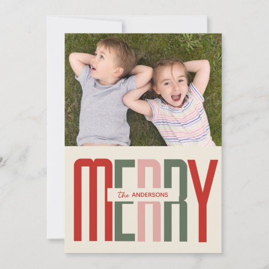 Vrolijk  script Foto Kerstmis Feestdagenkaart (Voorkant)