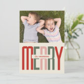 Vrolijk  script Foto Kerstmis Feestdagenkaart (Staand voorkant)