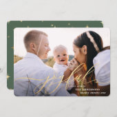 Vrolijk script gouden vakantie foto kaart (Voorkant / Achterkant)