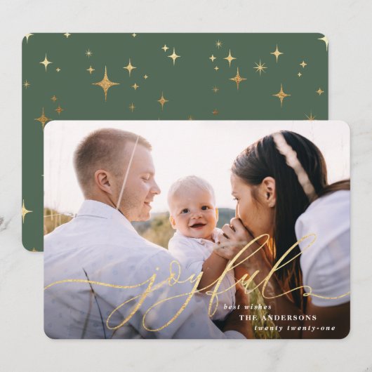 Vrolijk script gouden vakantie foto kaart (Voorkant / Achterkant)