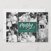 Vrolijk Script Groen Kerstmis 6 Fotocollage Feestdagenkaart (Voorkant)