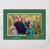 Vrolijk script Modern Minimal Photo Christmas Gold Folie Feestdagenkaart (Voorkant)