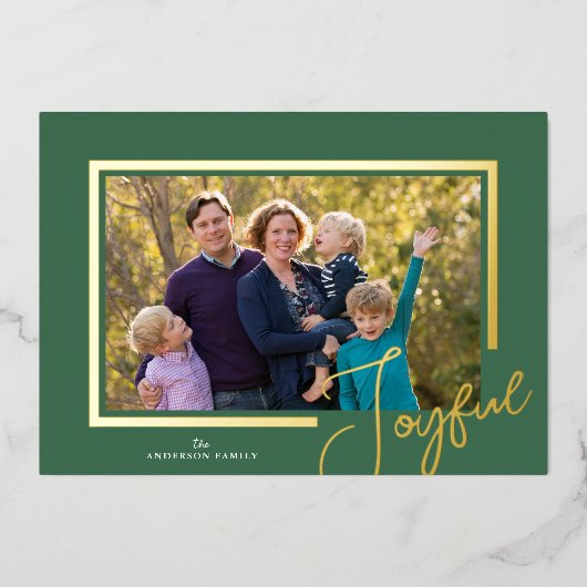 Vrolijk script Modern Minimal Photo Christmas Gold Folie Feestdagenkaart (Voorkant)