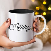 Vrolijk Script Typografie Kerstmis Tweekleurige Koffiemok