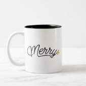 Vrolijk Script Typografie Kerstmis Tweekleurige Koffiemok (Links)