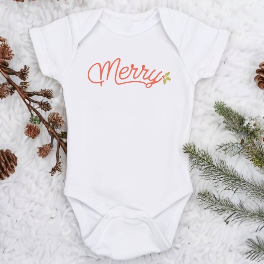 Vrolijk script typografie minimalistisch Kerstmis Romper