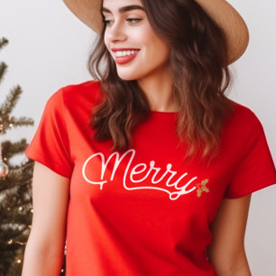 Vrolijk script typografie minimalistisch Kerstmis T-shirt