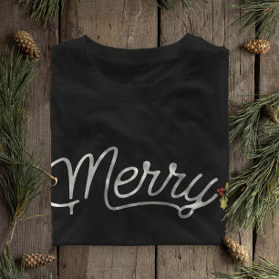 Vrolijk script typografie minimalistisch Kerstmis T-shirt