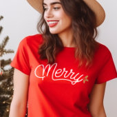 Vrolijk script typografie minimalistisch Kerstmis T-shirt