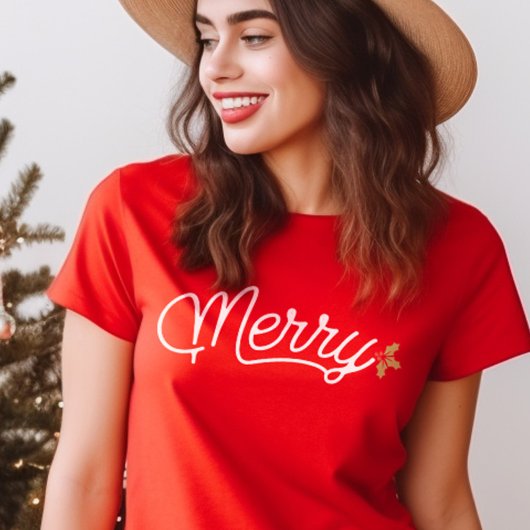 Vrolijk script typografie minimalistisch Kerstmis T-shirt