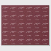 Vrolijk script Vrolijk Kerstfeest Naam Bourgondië Cadeaupapier (Vlak)