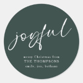 Vrolijk script Vrolijk kerstgroen Ronde Sticker (Voorkant)