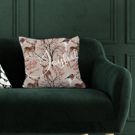 Vrolijk script Woodland Dieren Kerstmis Kussen