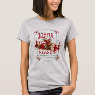 Vrolijk seizoen feestelijke vintage kerst elfen t-shirt