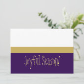 Vrolijk seizoen! Modern Paarse wit kleurenblok Feestdagenkaart (Staand voorkant)
