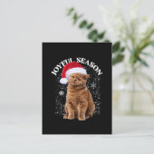 Vrolijk seizoen Santa Hat Cat Christmas Briefkaart (Staand voorkant)