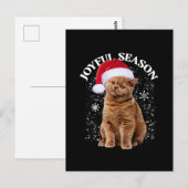 Vrolijk seizoen Santa Hat Cat Christmas Briefkaart (Voorkant / Achterkant)