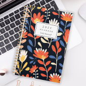 Vrolijk Sinaasappel Bloemenpatroon Gepersonaliseer Planner