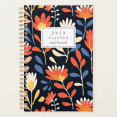 Vrolijk Sinaasappel Bloemenpatroon Gepersonaliseer Planner (Voorkant)