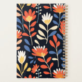 Vrolijk Sinaasappel Bloemenpatroon Gepersonaliseer Planner (Achterkant)