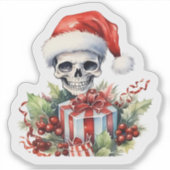 Vrolijk skelet met kerstcadeaus sticker (Voorkant)