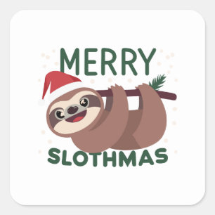 Vrolijk Slothmas Grappig Lazy Dier Vierkante Sticker