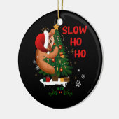Vrolijk Slothmas Kerstluiaard Santa Hoed Slapen Keramisch Ornament (Links)
