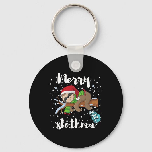 Vrolijk Slothmas Lazy Sloth Lover Kerstmis Fa Sleutelhanger (Voorkant)