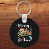 Vrolijk Slothmas Lazy Sloth Lover Kerstmis Fa Sleutelhanger (Voorkant)